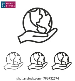 Globe - outline icon on white background. Editable stroke. Vector illustration