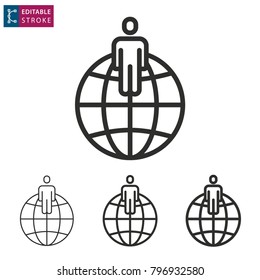 Globe - outline icon on white background. Editable stroke. Vector illustration