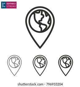 Globe - outline icon on white background. Editable stroke. Vector illustration