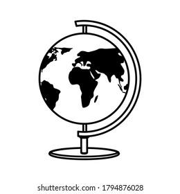 Globe outline icon. School stuff vector illustration isolated on white background