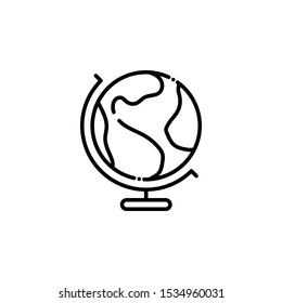 Globe outline icon.Advertising and Media Illustration style.