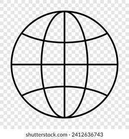 Globe outline symbol. Vector illustration isolated on transparent background