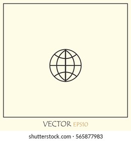 Globe Outline Vector Icon.