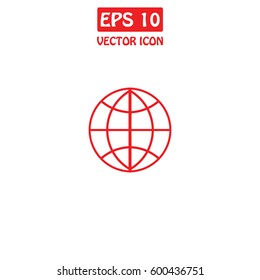 Globe Outline Vector Icon.