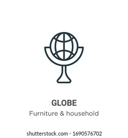 Globe outline vector icon. Thin line black globe icon, flat vector simple element illustration from editable furniture concept isolated stroke on white background