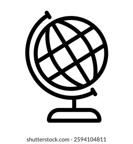 Globe outlined icon on isolated white background. Geography flat icon.