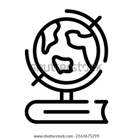 Globe over book, hand drawn icon of geography

