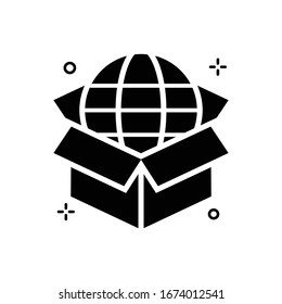 Globe Packing Vector illustration. Shopping and E-commerce Glyph icon. 