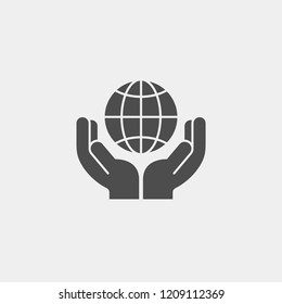Globe in the palm flat vector icon