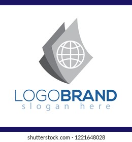 Globe paper logo vector element. globe paper logo template