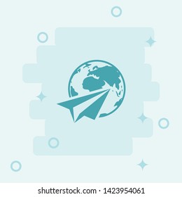 Icono de plano de papel y globo. Icono simple, ilustración de icono de color azul. 