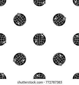 Globe pattern repeat seamless in black color for any design. Vector geometric illustration