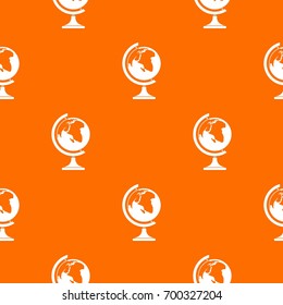 Globe pattern repeat seamless in orange color for any design. Vector geometric illustration