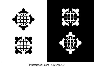 Globe with people around for design concept. Very suitable in various business purposes, also for icon, logo symbol, technology and many more.