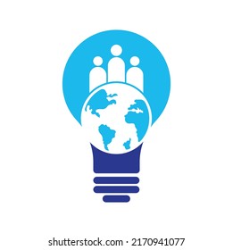 Globe and people bulb shape icon vector illustration. World people logo design icon vector.