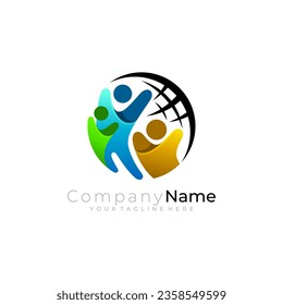 Combinación de diseño de Globe y atención a las personas, diseño colorido