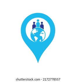 Globe and people gps shape icon vector illustration. World people logo design icon vector.