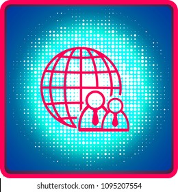 Globe and people icon vector illustration EPS 10.