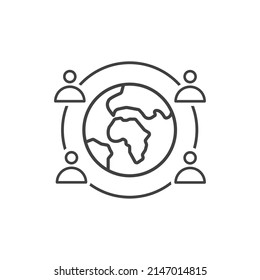 Globe And People, Icon, Vector Illustration.