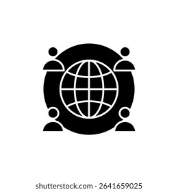 Globe and people, icon, vector illustration.