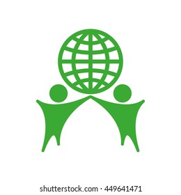 Globe and people icon vector illustration EPS 10.