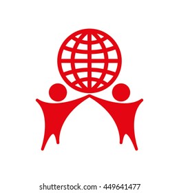 Globe and people icon vector illustration EPS 10.