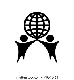 Globe and people icon vector illustration EPS 10.