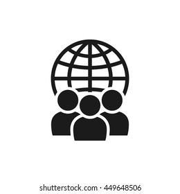 Globe and people icon vector illustration EPS 10.