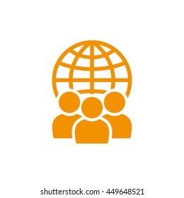 Globe and people icon vector illustration EPS 10.
