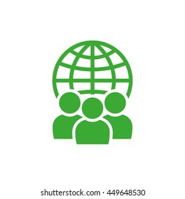 Globe and people icon vector illustration EPS 10.