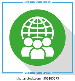 Globe and people icon vector illustration EPS 10.