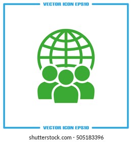 Globe and people icon vector illustration EPS 10.