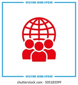 Globe and people icon vector illustration EPS 10.