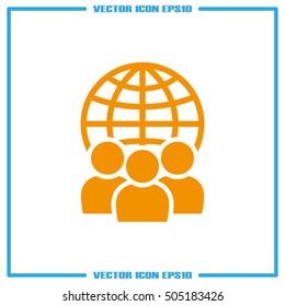 Globe And People Icon Vector Illustration EPS 10.