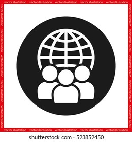 Globe and people icon vector illustration EPS 10.
