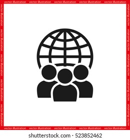 Globe and people icon vector illustration EPS 10.