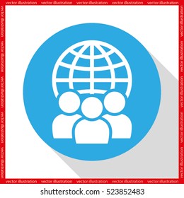 Globe and people icon vector illustration EPS 10.