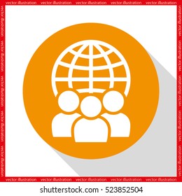Globe and people icon vector illustration EPS 10.