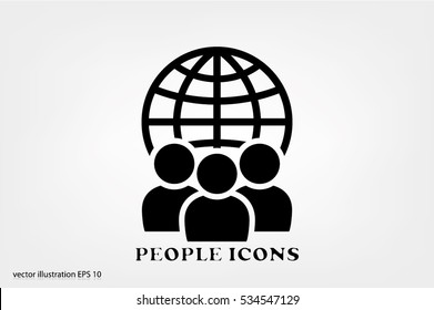 Globe And People Icon Vector Illustration EPS 10. 