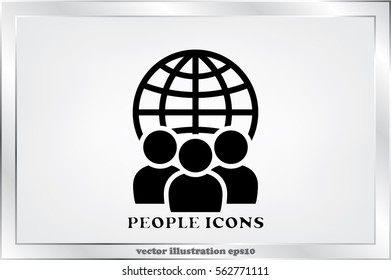 Globe and people icon vector illustration.