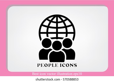 Globe and people icon vector illustration EPS 10.