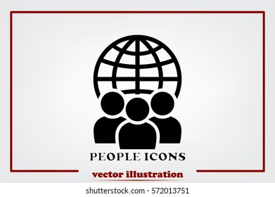 Globe and people icon vector illustration.