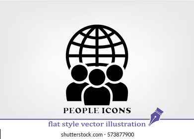 Globe and people icon vector illustration.