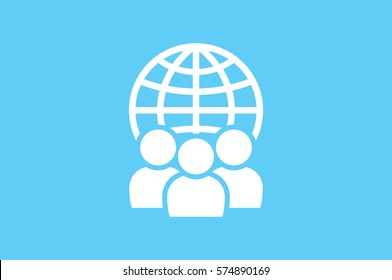 Globe and people icon vector illustration.