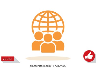 Globe and people icon vector illustration.