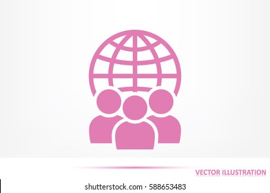 Globe and people icon vector illustration EPS 10.