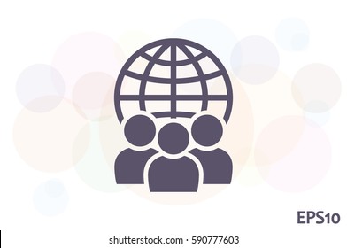 Globe and people icon vector illustration.