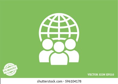 Globe And People Icon Vector Illustration EPS 10.