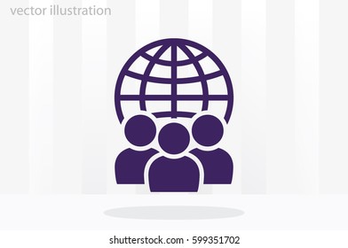 Globe and people icon vector illustration EPS 10.