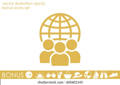 Globe and people icon vector illustration EPS 10.